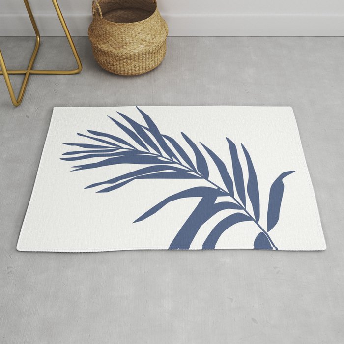 Indigo Palm Leaf  Rug