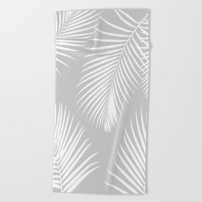 Gray Tropical Pattern Beach Towel