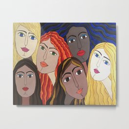 Women portrait Metal Print | Sweetwomen, Supportingwomen, Weareallthesame, Painting, Equality, Handmade, Original, Friendship, Feminism, Acrylicsoncanvas 