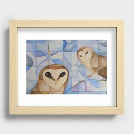 Not What They Seem Owls Geometric Abstract Recessed Framed Print