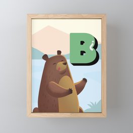 Print, Animal, bear, B, Baby, Nursery, Kids, Girl, Boy, Wall Art, Digital Framed Mini Art Print