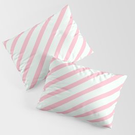 [ Thumbnail: Pink and Mint Cream Colored Pattern of Stripes Pillow Sham ]