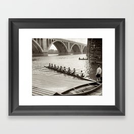 Vintage Black & WhitePhoto Female College Rowing Team Framed Art Print