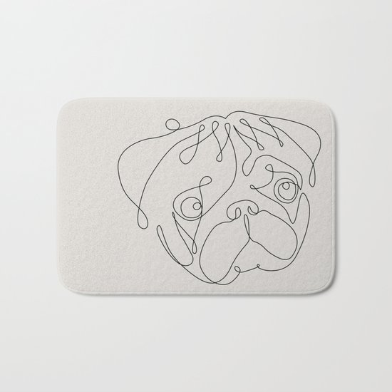 One Line Pug Bath Mat