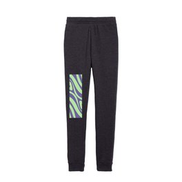 New Groove Multicolor Retro Swirl Abstract Pattern in Purple Verbena and Spring Mint Green Kids Joggers
