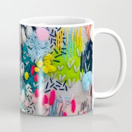 'Meadowlands' | Prairie Collection | Hand Embroidery Abstract Textile Art in Blue & White Coffee Mug