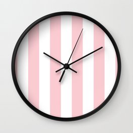 Large White and Light Millennial Pink Pastel Circus Tent Stripe Wall Clock | Curated, Digital, Pattern, Softpink, Graphicdesign, Scandi, Millennial, Pink, Circus, Large 