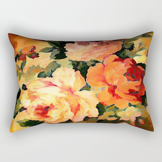 Vintage Painterly Floral Abstract Rectangular Pillow
