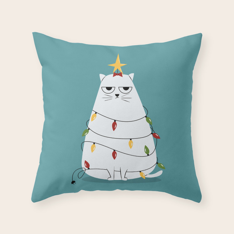 Grumpy Christmas Cat Throw Pillow By Cartoonbeing Society6