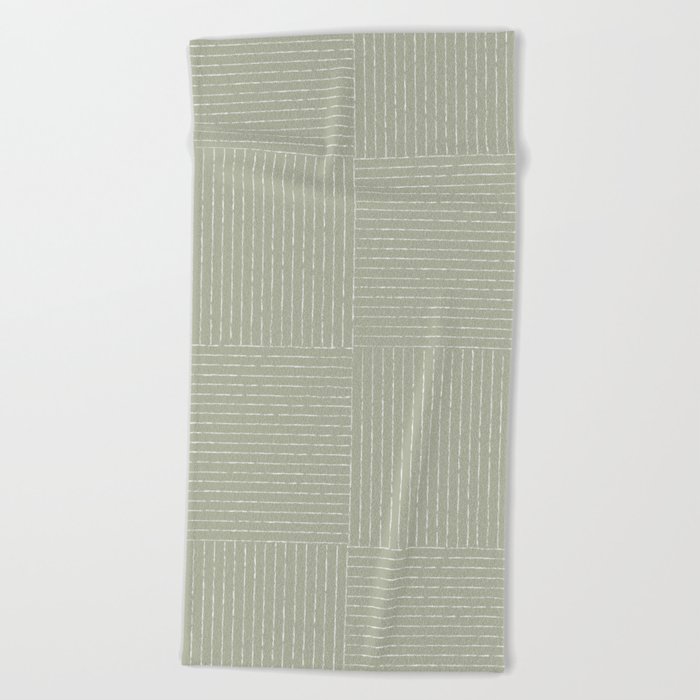 Lines III (Linen Sage) Beach Towel