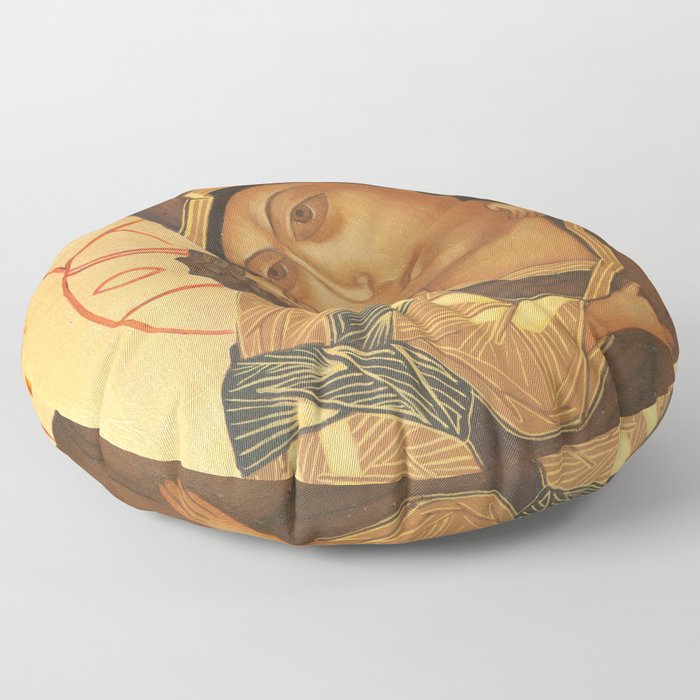 Orthodox Icon of Virgin Mary and Baby Jesus Floor Pillow