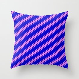 [ Thumbnail: Blue and Violet Colored Stripes/Lines Pattern Throw Pillow ]