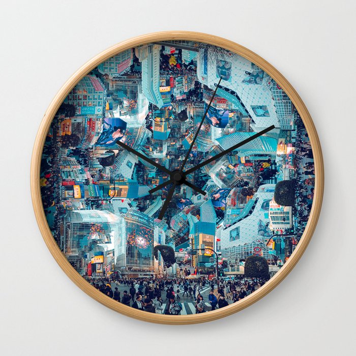 Shibuya Crossing, Repeating Mosaic Pattern 49 Wall Clock