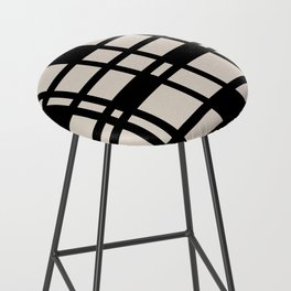 Abstract Grid Pattern 735 Black and Linen White Bar Stool