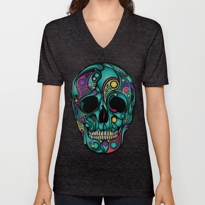 Skull Camouflage V Neck T Shirt