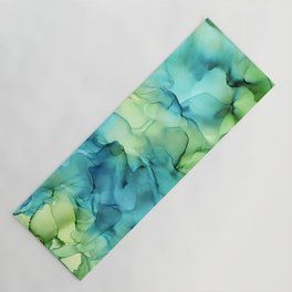Blue Green Spring Marble Abstract Ink Painting Yoga Mat