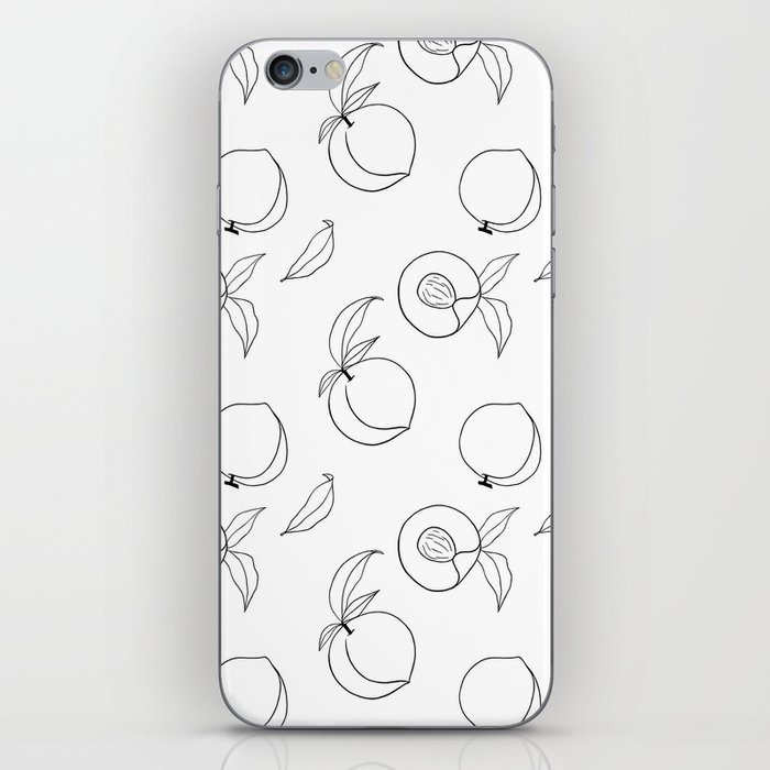 minimalist line art peach and leaf black and white style iPhone Skin