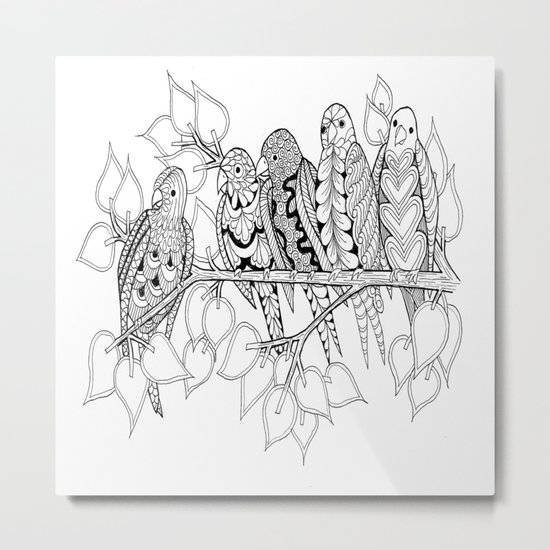 NOT Angry Birds - Zentangle Illustration Metal Print