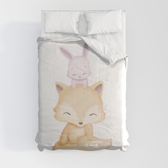 Rabbit and Fox Friends forever Comforter