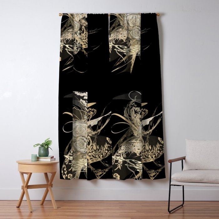 50 Shades Of Lace Gold Black Blackout Curtain By Mjvision Society6