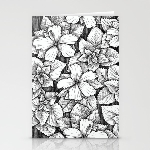 Monotone Hibiscus Stationery Cards