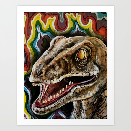 Rainbow Raptor:: Colorful Dinosaur Art Print