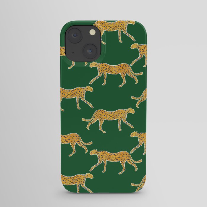 Tropical Animal Print Green Cheetah Illustration iPhone Case