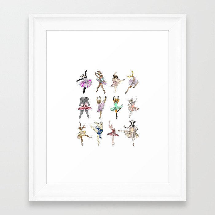 Animal Square Dance Hipster Ballerinas Framed Art Print