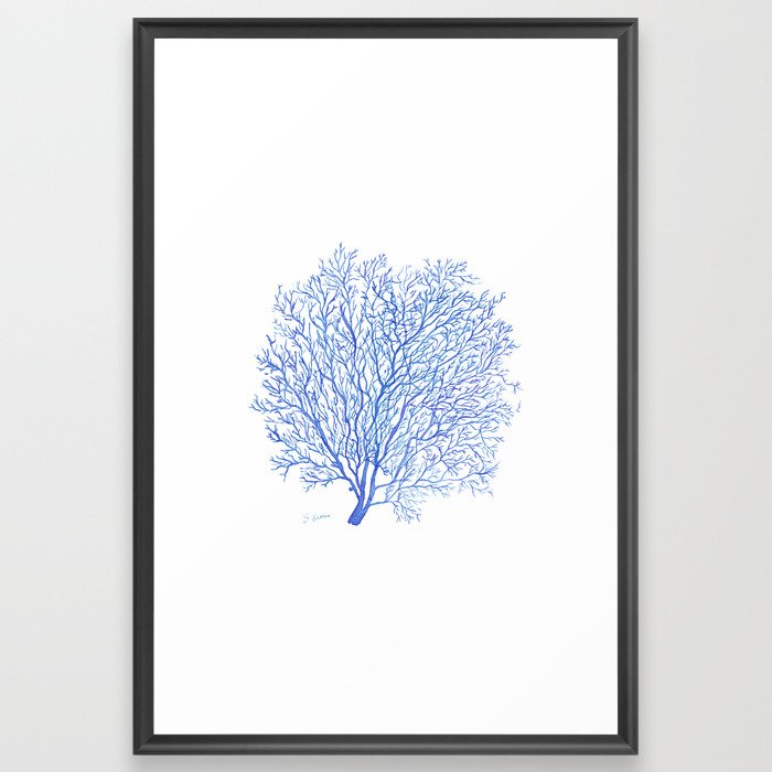 Navy Blue Coral Sea Fan #2 Framed Art Print