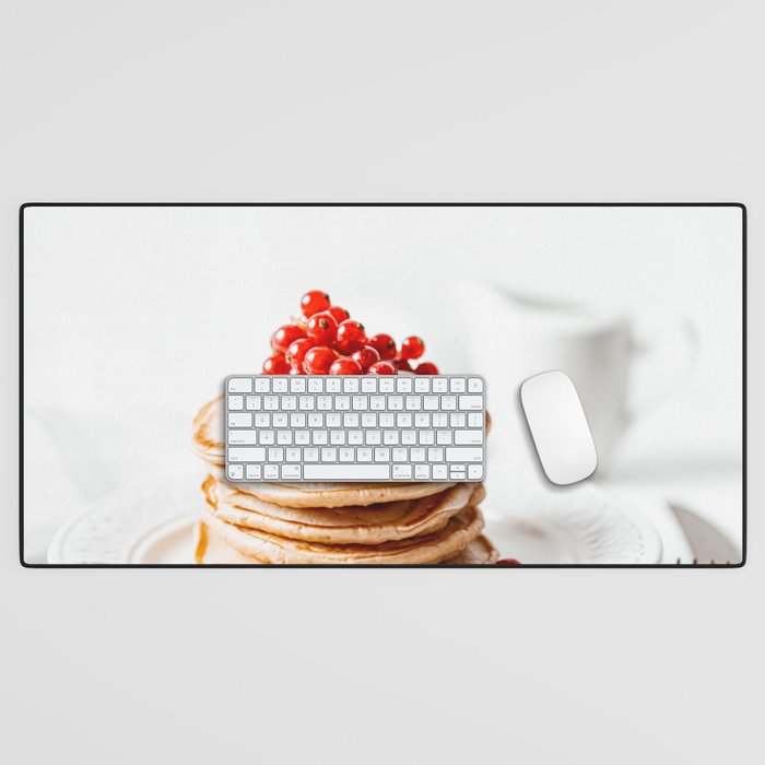 American Pancakes, Cranberry Fruits, Food Photography, Red Cranberry Fruit, Kitchen Print, Restaurant Cuisine Art Desk Mat