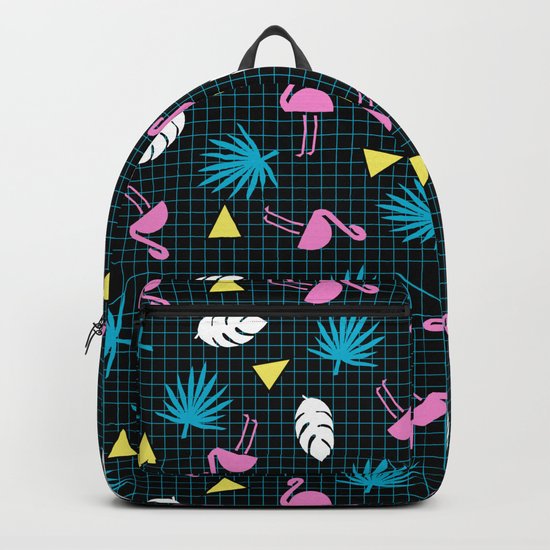 Sketchy - memphis wacka design throwback neon 1980s 80s style retro pattern grid flamingo tropical Backpack