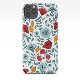 Red & Light Blue Flowers iPhone Case