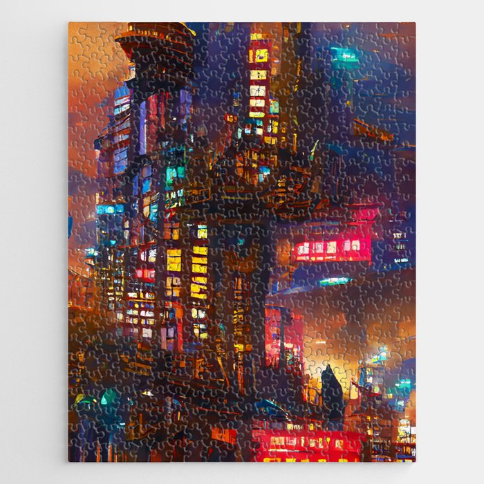 Cyberpunk Cityscape Jigsaw Puzzle
