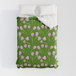 seamless pattern with tulip flowers in light pink color Duvet Cover