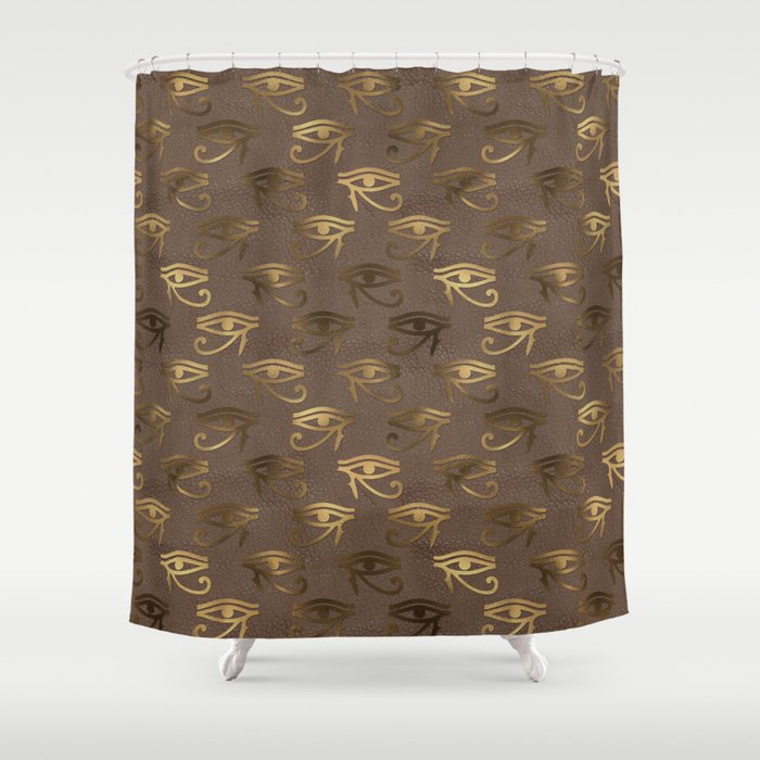 Brown & Gold Eye Of Horus Shower Curtain