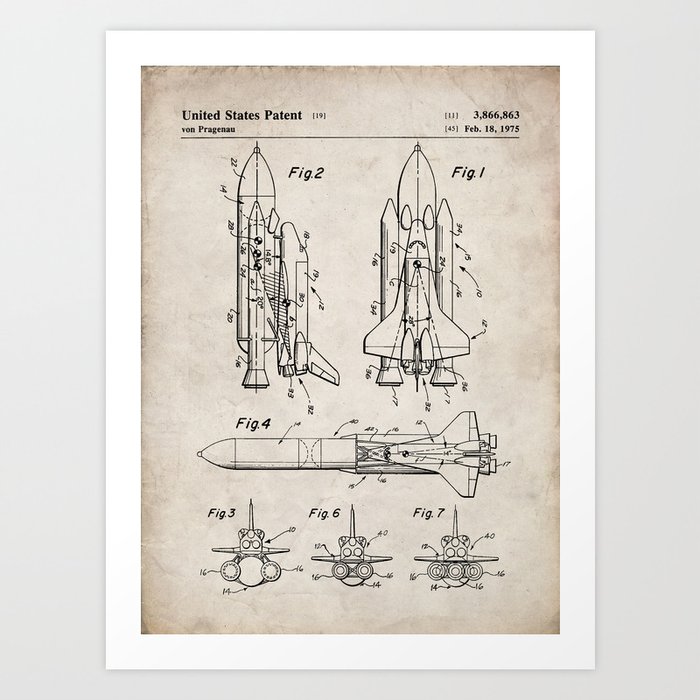 Nasa Space Shuttle Patent Nasa Shuttle Art Antique Art Print By Patentpress