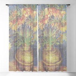 Imperial Fritillaries in a Copper Vase Sheer Curtain