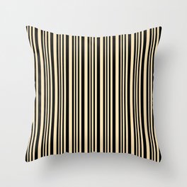 [ Thumbnail: Black & Beige Colored Pattern of Stripes Throw Pillow ]