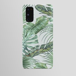 Tropical palm leaves, monstera, banana leaf, jungle foliage floral seamless pattern, summer background. Vintage botanical exotic illustration wallpaper.  Android Case
