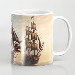 Ocean Ships Fire Dragon  Coffee Mug