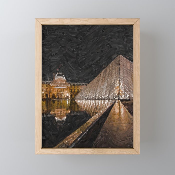 The Louvre by Night Framed Mini Art Print