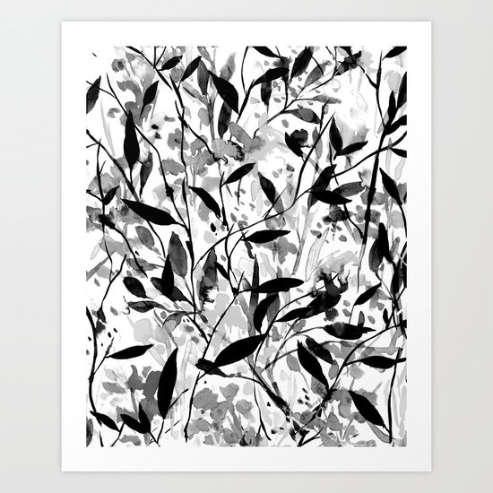 Wandering Wildflowers Black and White Art Print