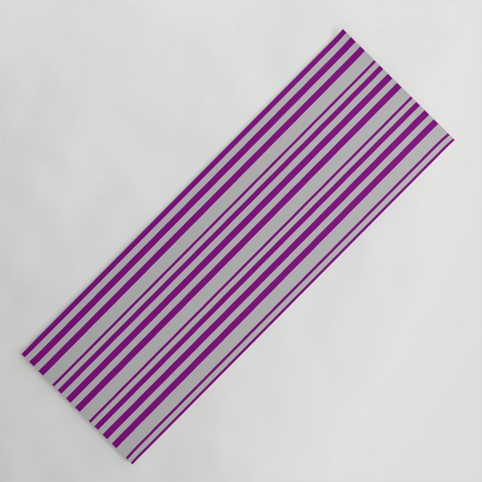 Purple & Grey Colored Lines Pattern Yoga Mat
