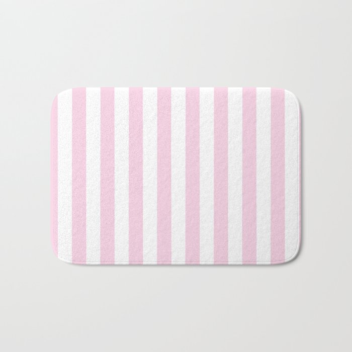 Pastel pink white modern geometric stripes Bath Mat