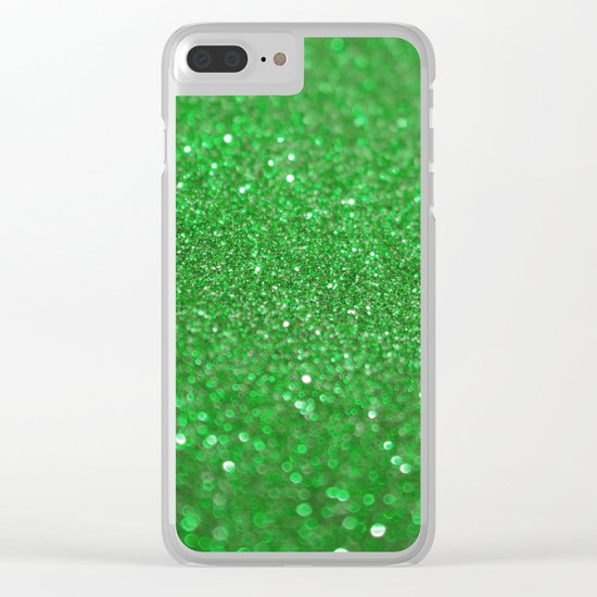Bright Green Glitter Clear iPhone Case