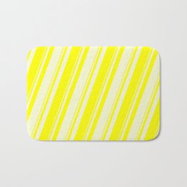 [ Thumbnail: Yellow and Light Yellow Colored Lines/Stripes Pattern Bath Mat ]