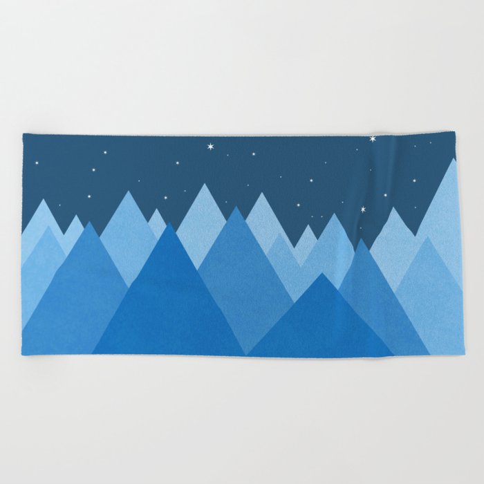 Abstract landscape in blue Beach Towel