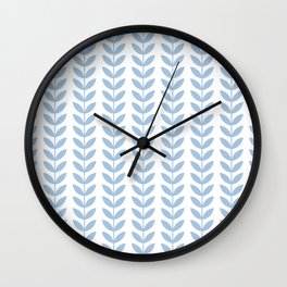 Pale Blue Scandinavian leaves pattern Wall Clock