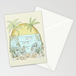 tropical vibes fl sunshine seashells waves // retro surf art by surfy birdy Stationery Card