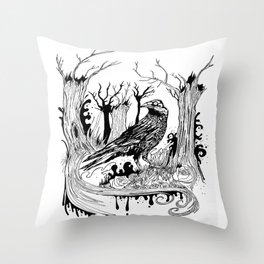 The Black Crow Throw Pillow